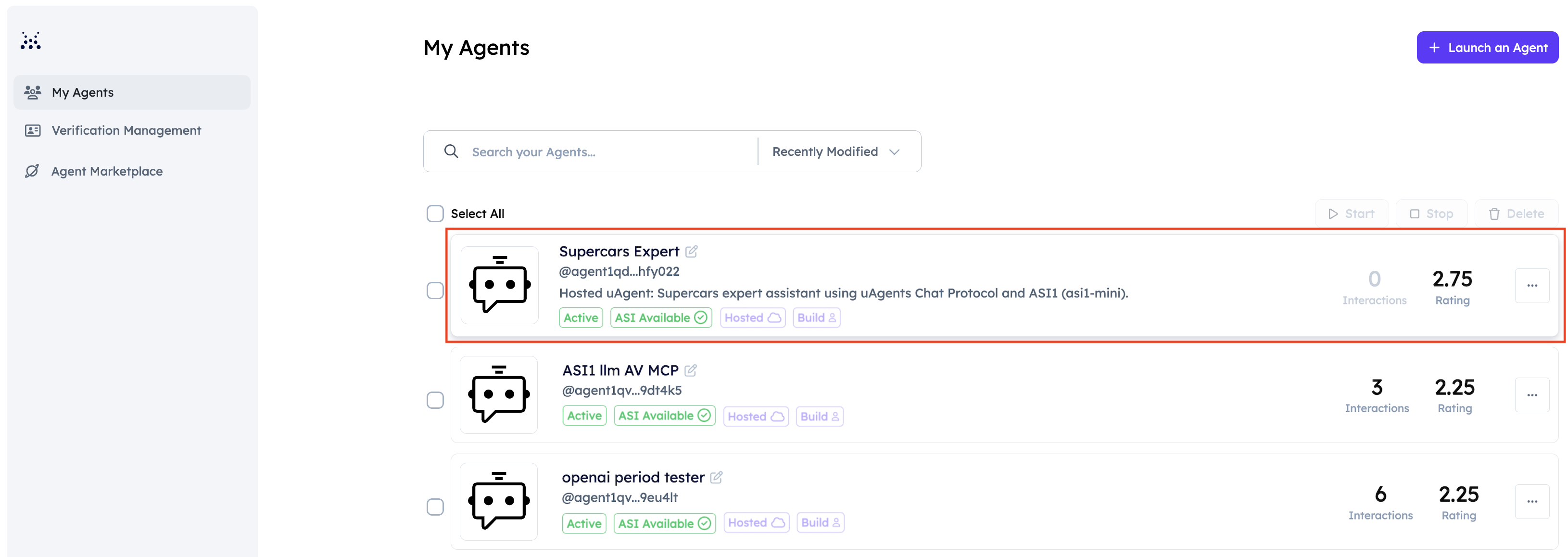 Agentverse MCP created agent