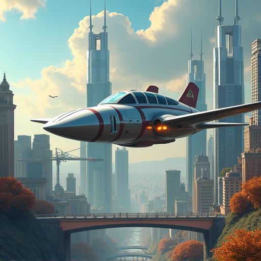 Generated image: a futuristic city with flying cars