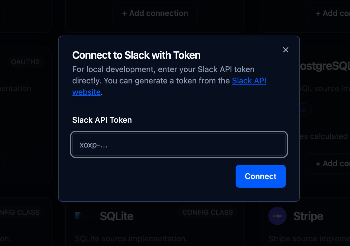 Add Slack token in Airweave