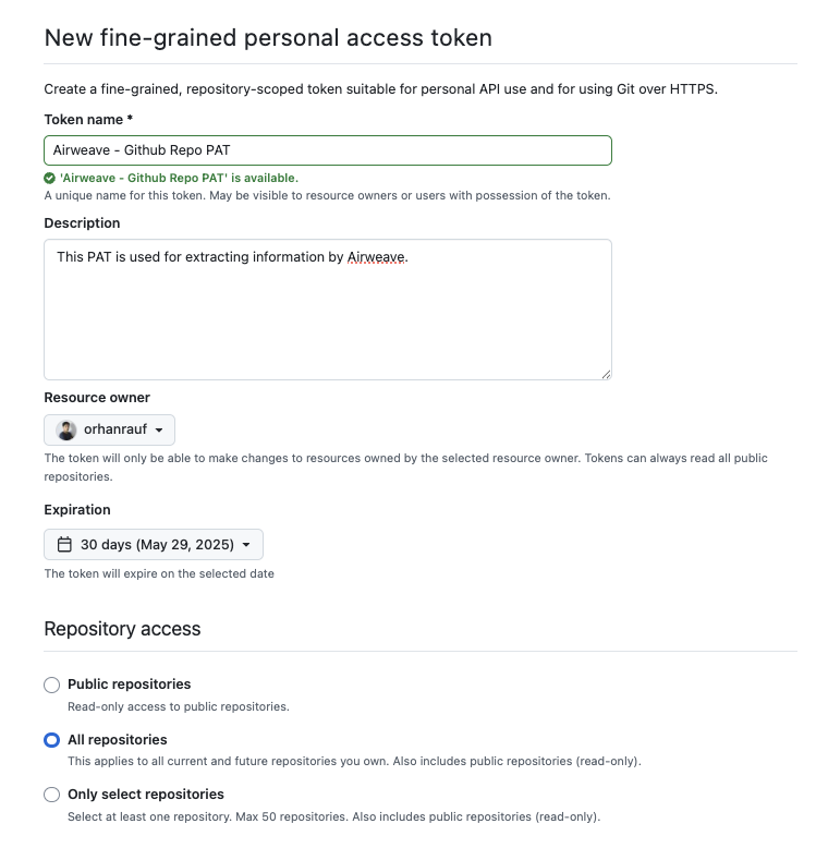 Creating a new token