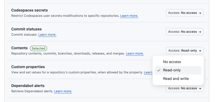 Setting content permissions