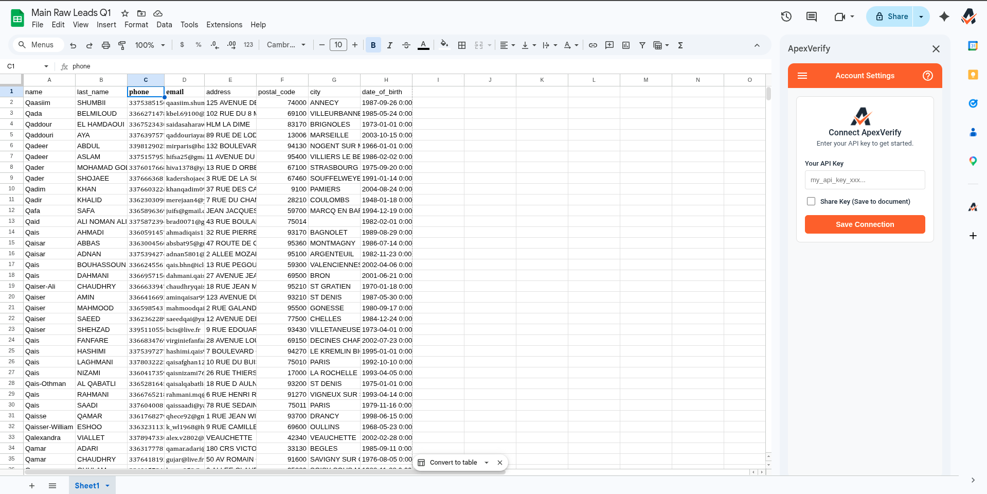 Add your API key in Account Settings