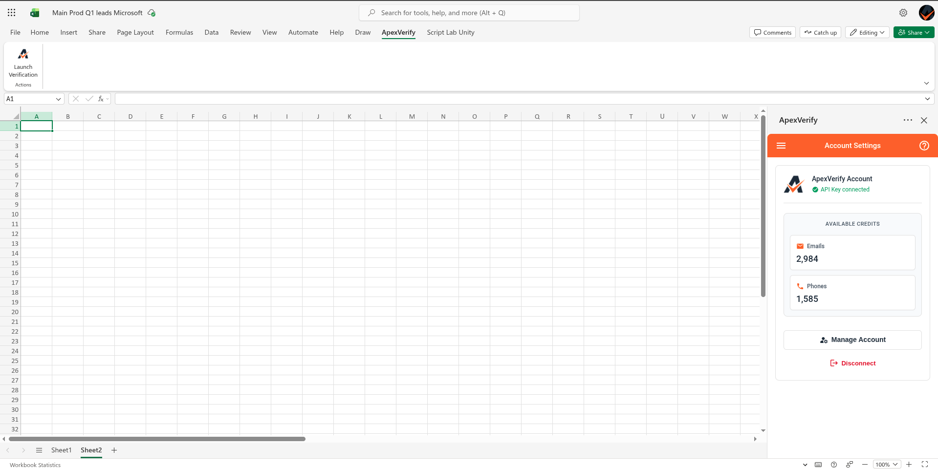 API key connection confirmed
