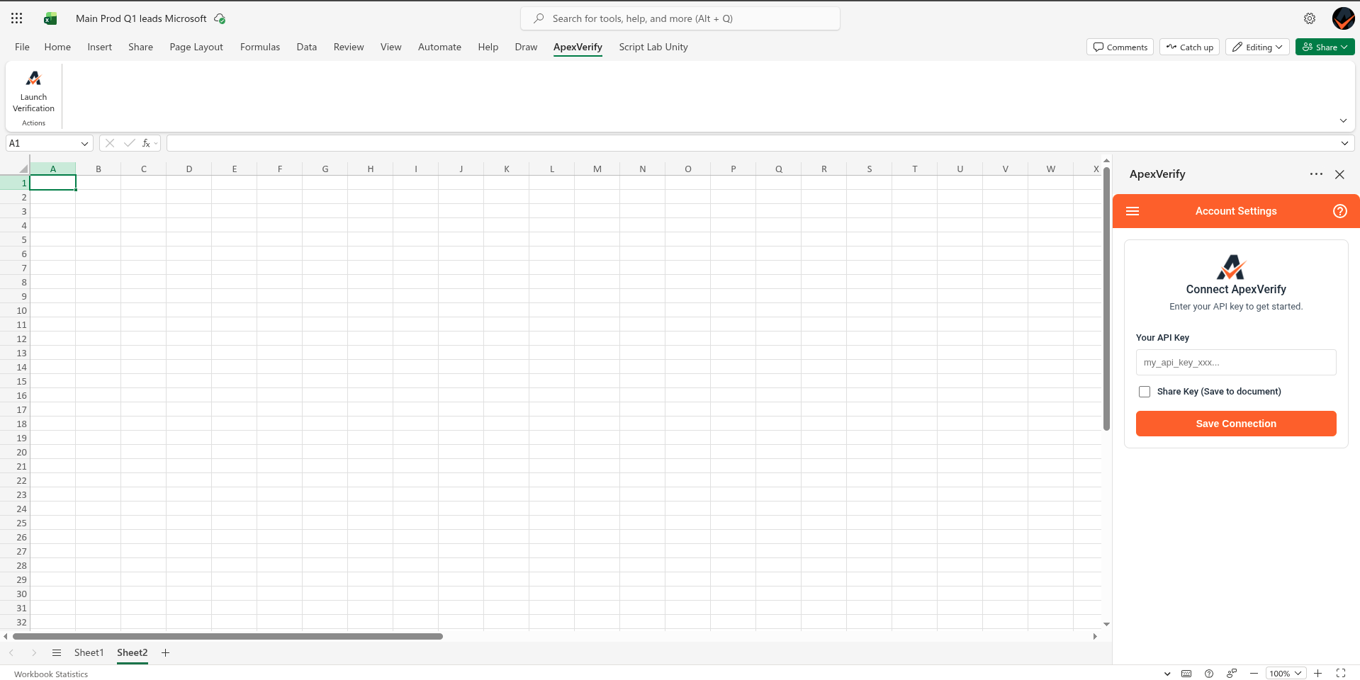 Add your API key in Account Settings