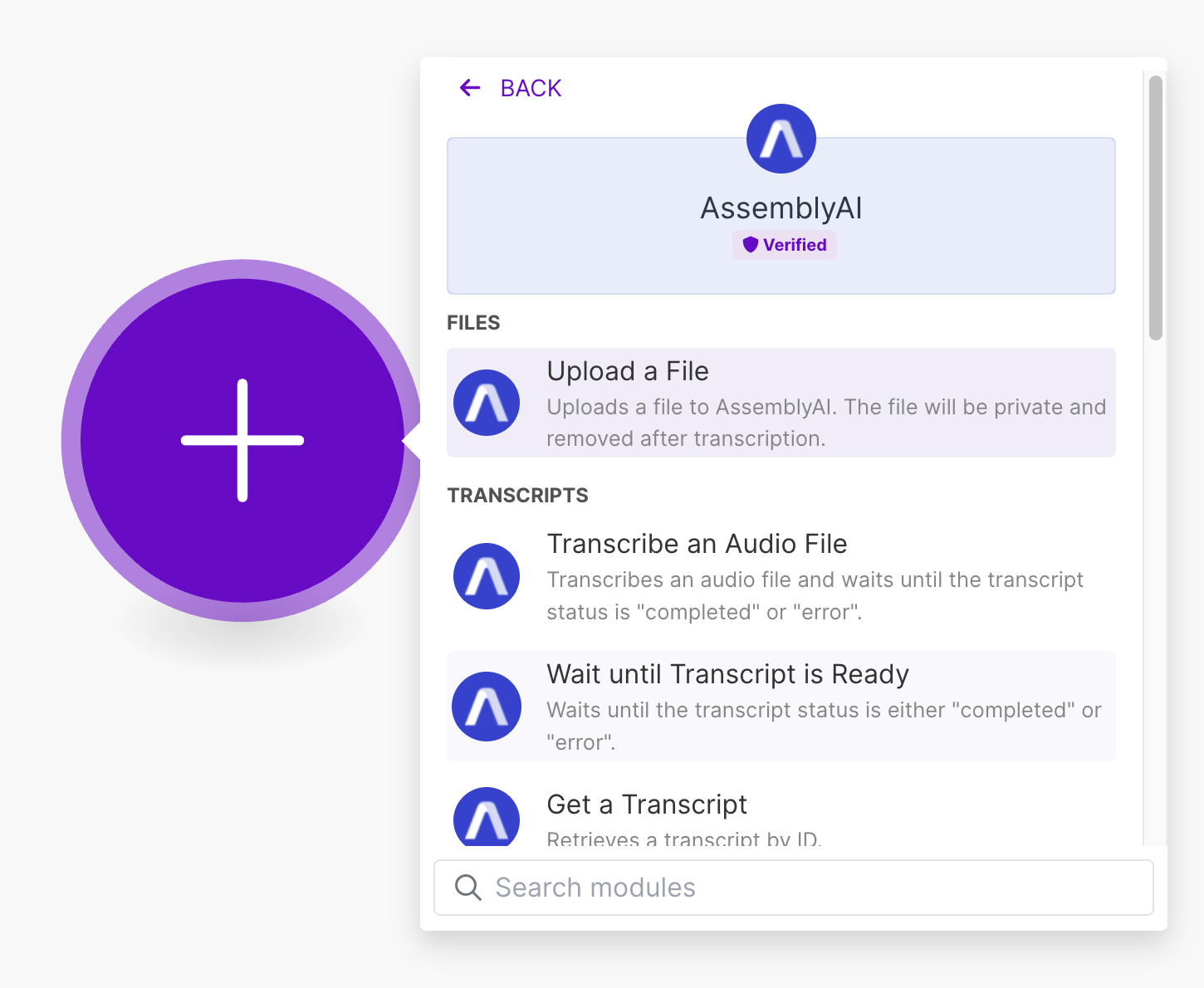 Add an AssemblyAI module in Make