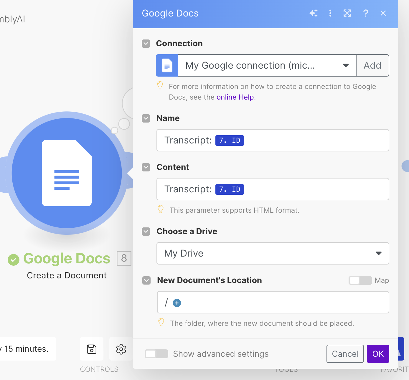 Create Google doc module