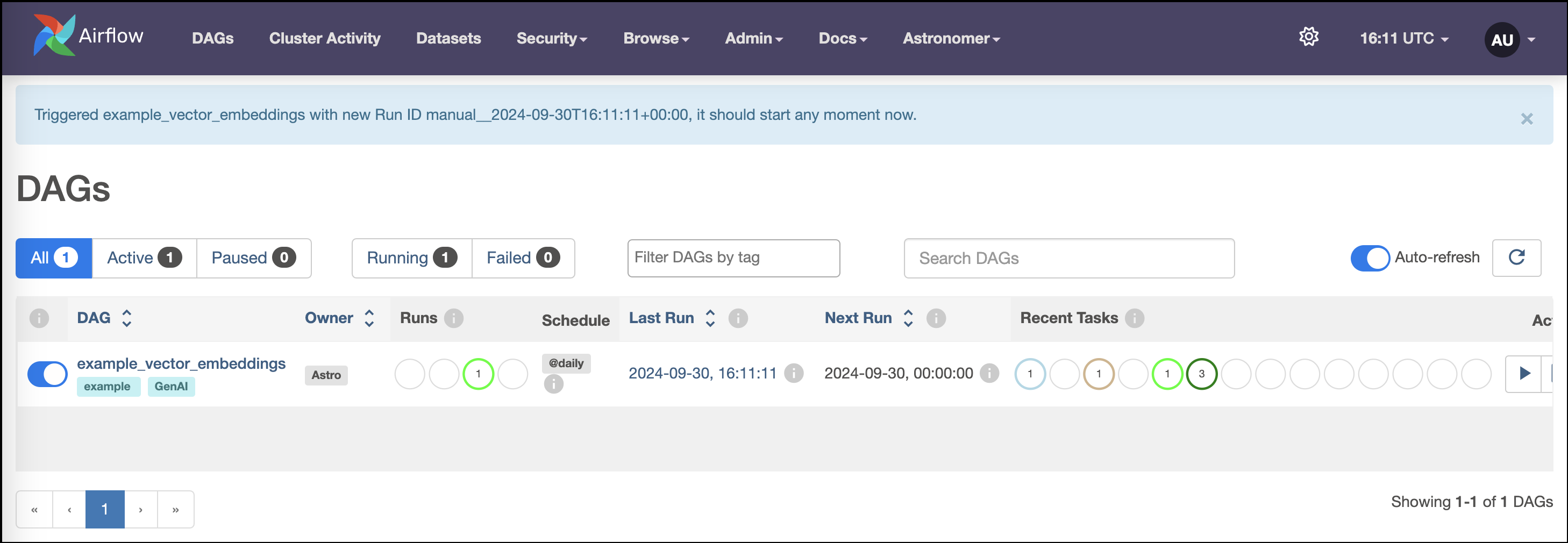 Airflow UI DAGs view