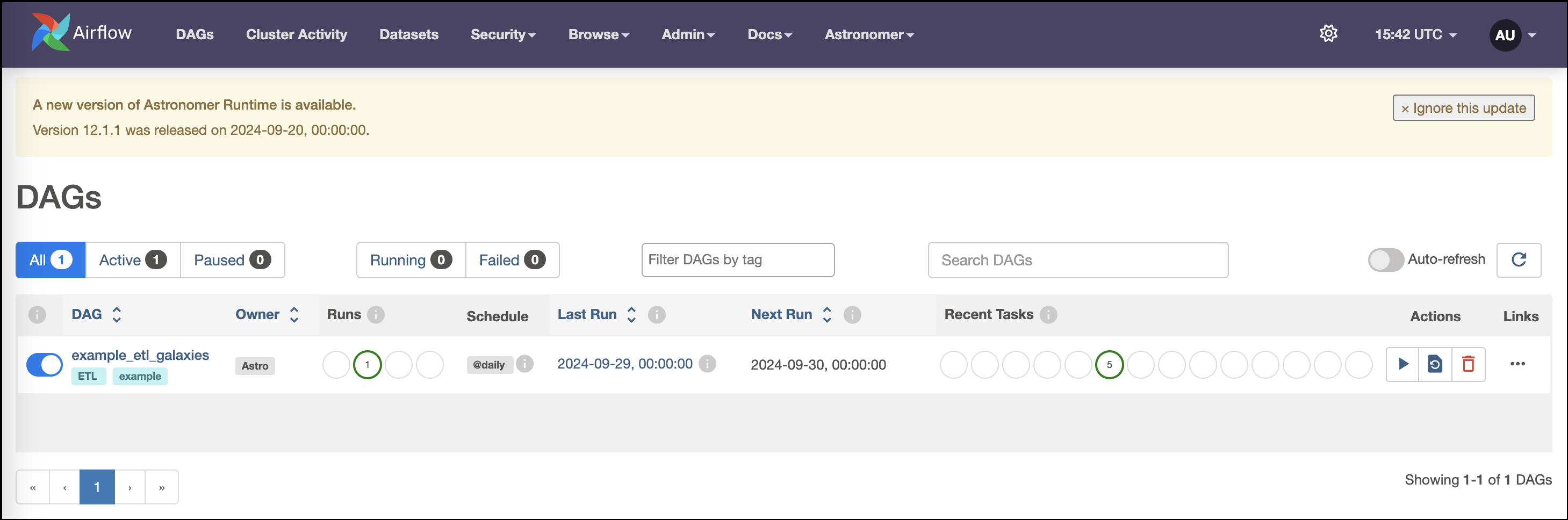 Airflow UI DAGs view