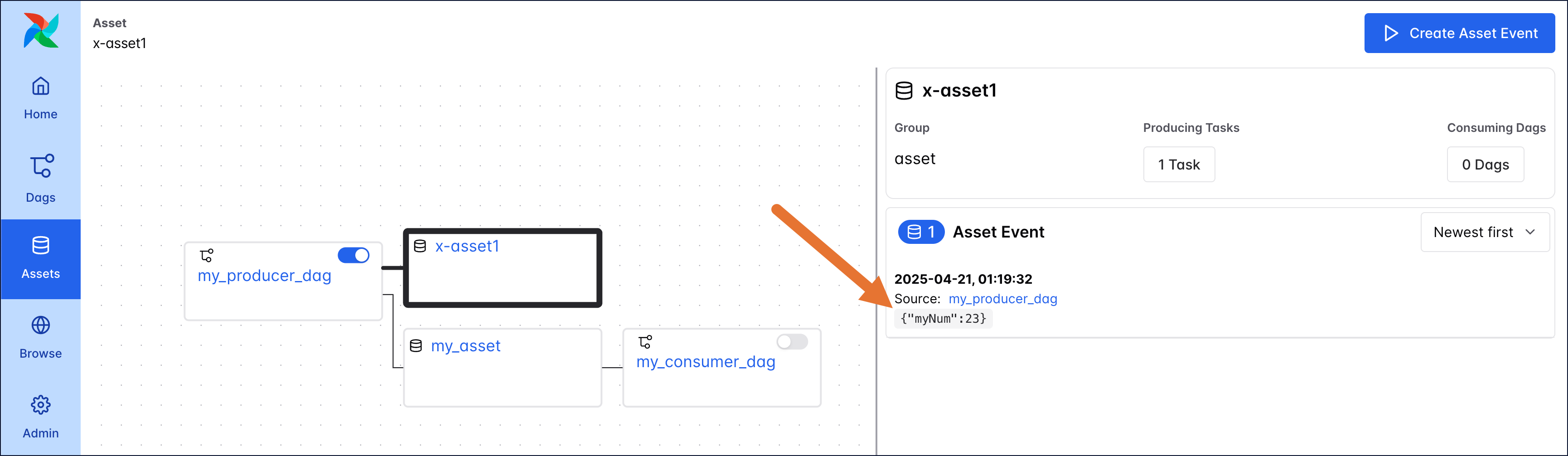 Screenshot of the Asset extra information.