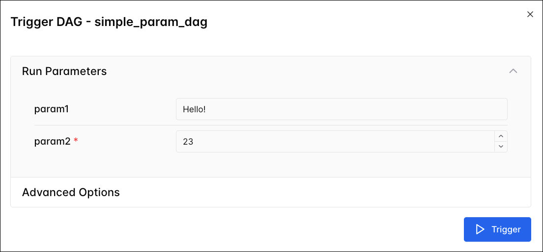 Trigger DAG with simple defaults
