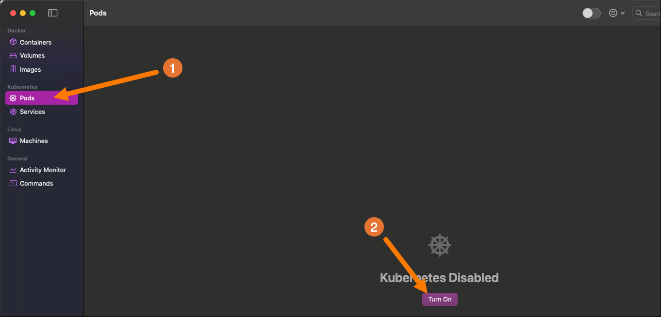 Enable Kubernetes in Orbstack