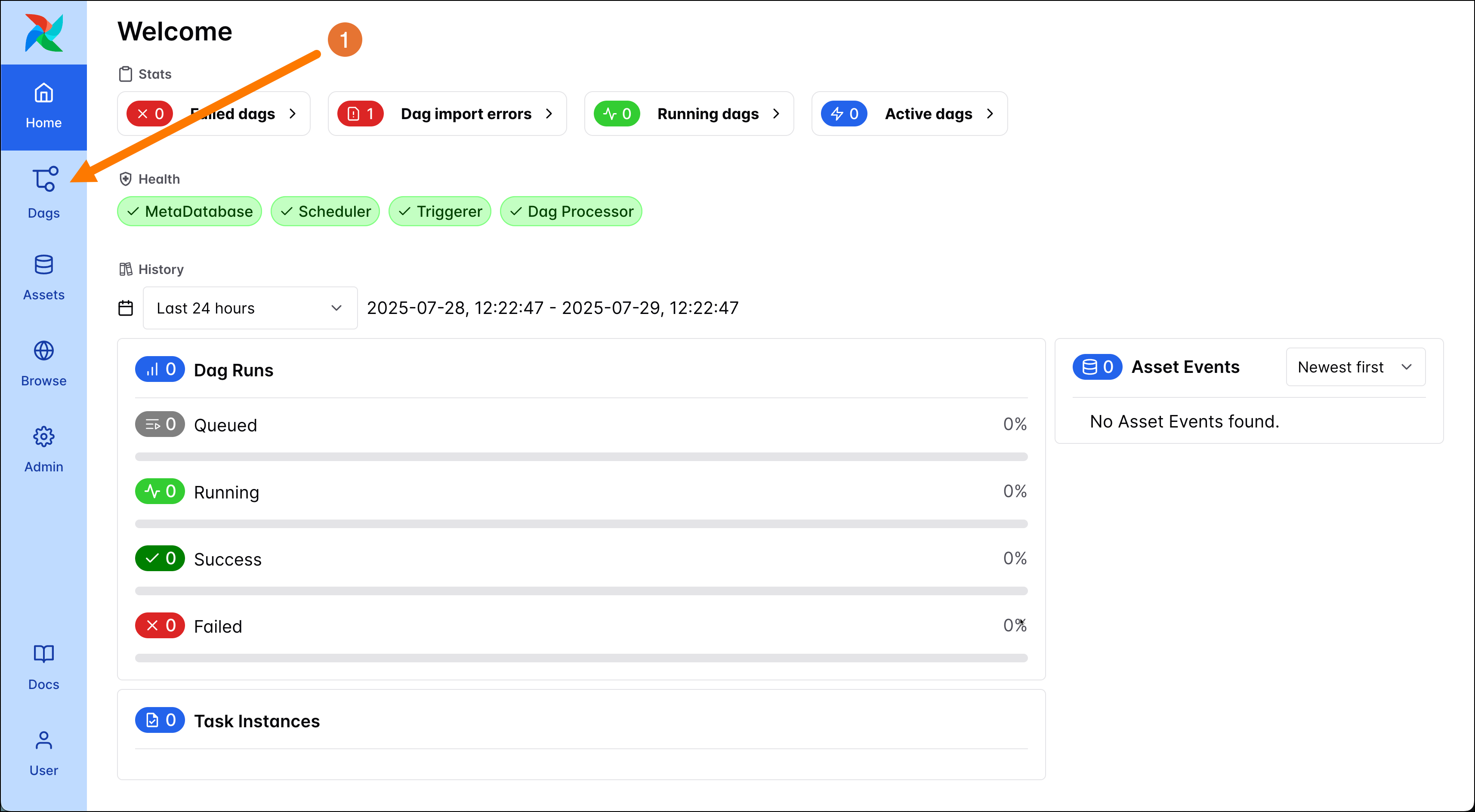 Airflow UI home screen