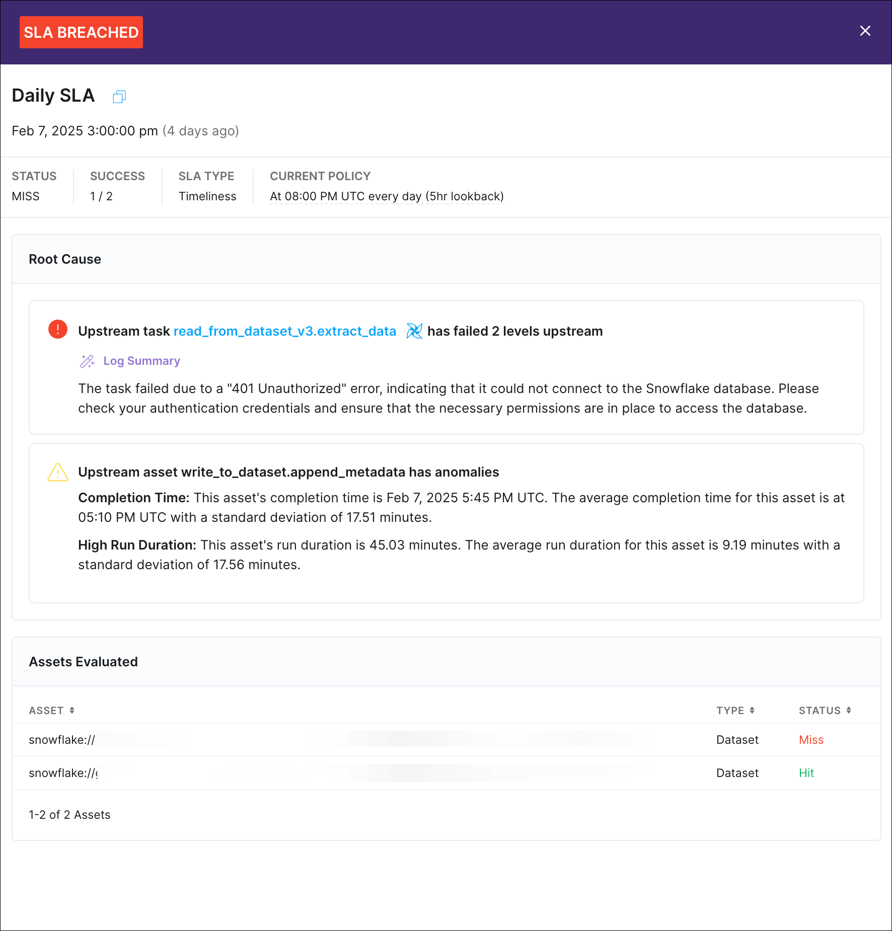 Example of a root cause analysis breakdown.