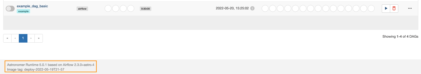 Runtime Version banner - Astro