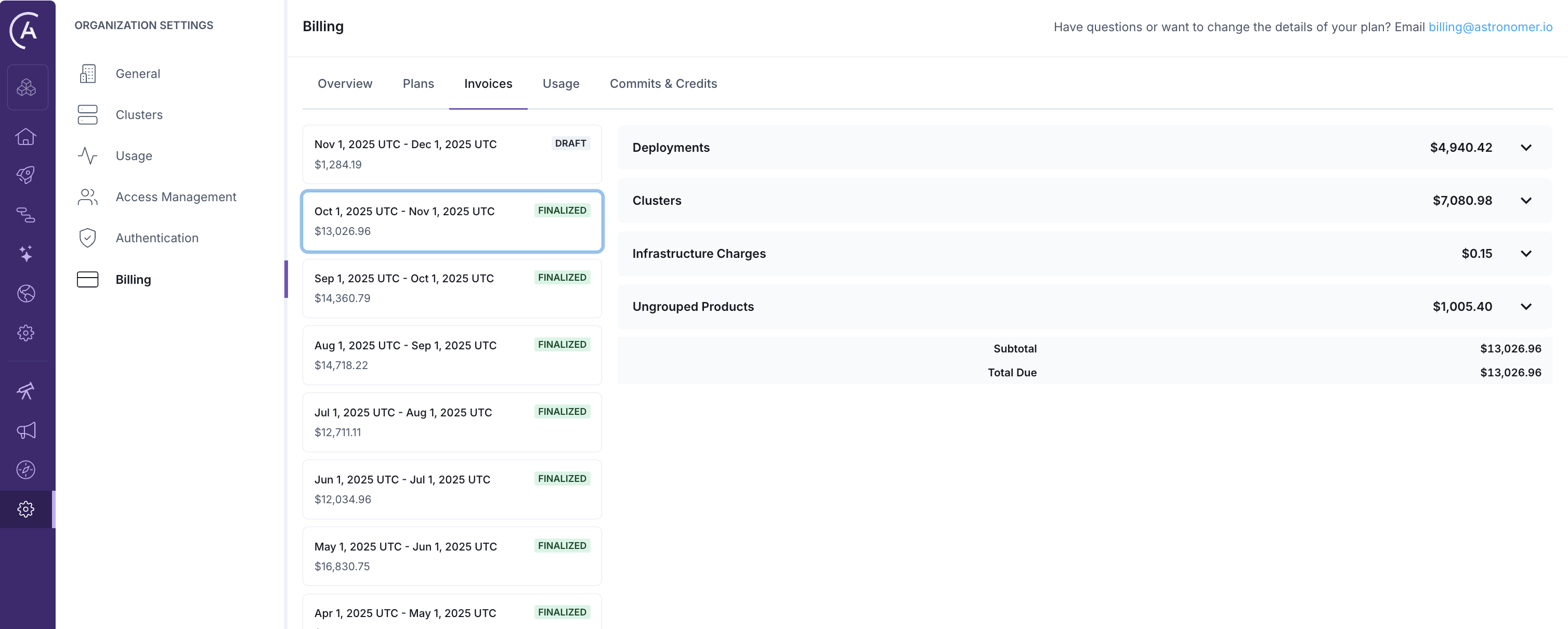 Example of new invoice page