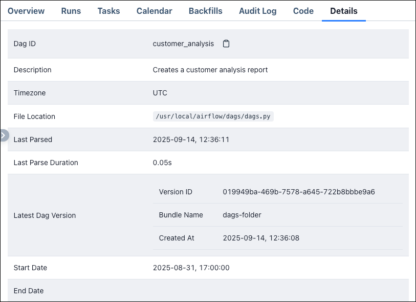 Screenshot of the Details tab.