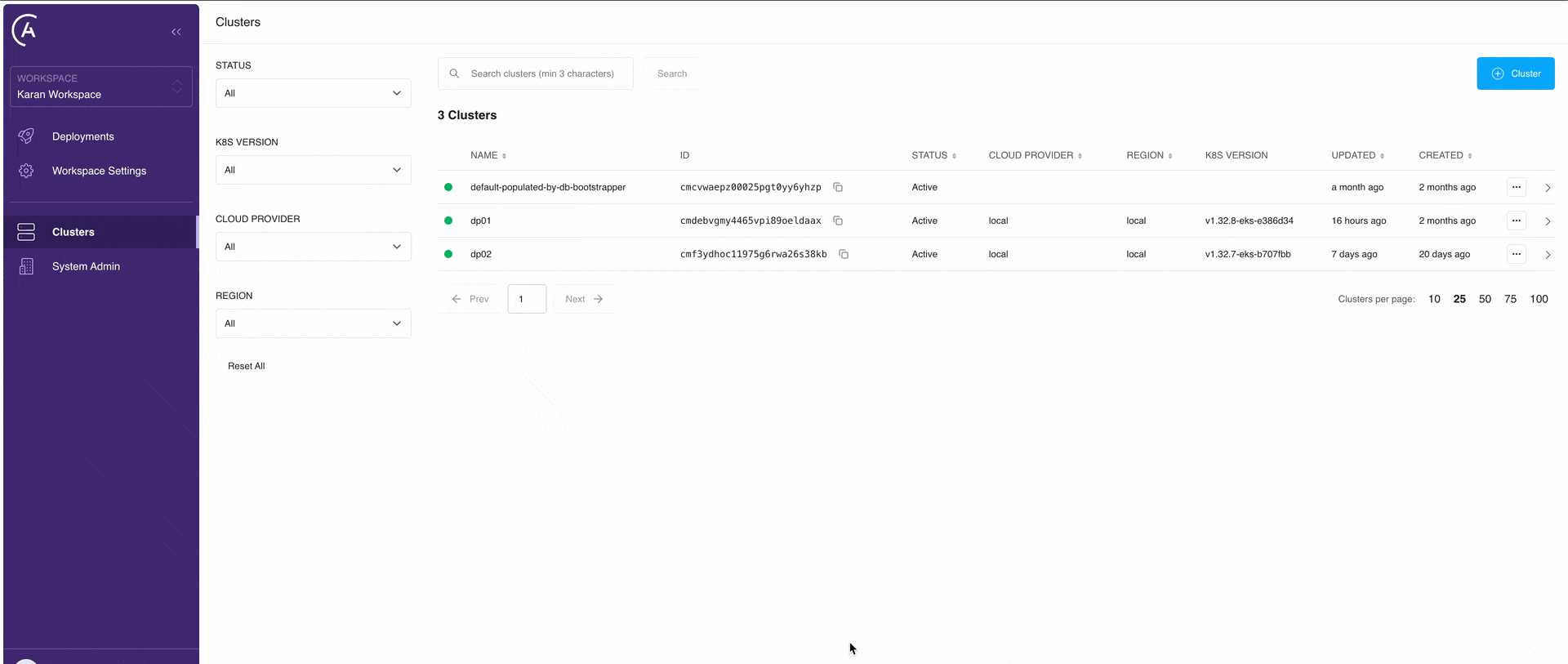 Deregister a cluster