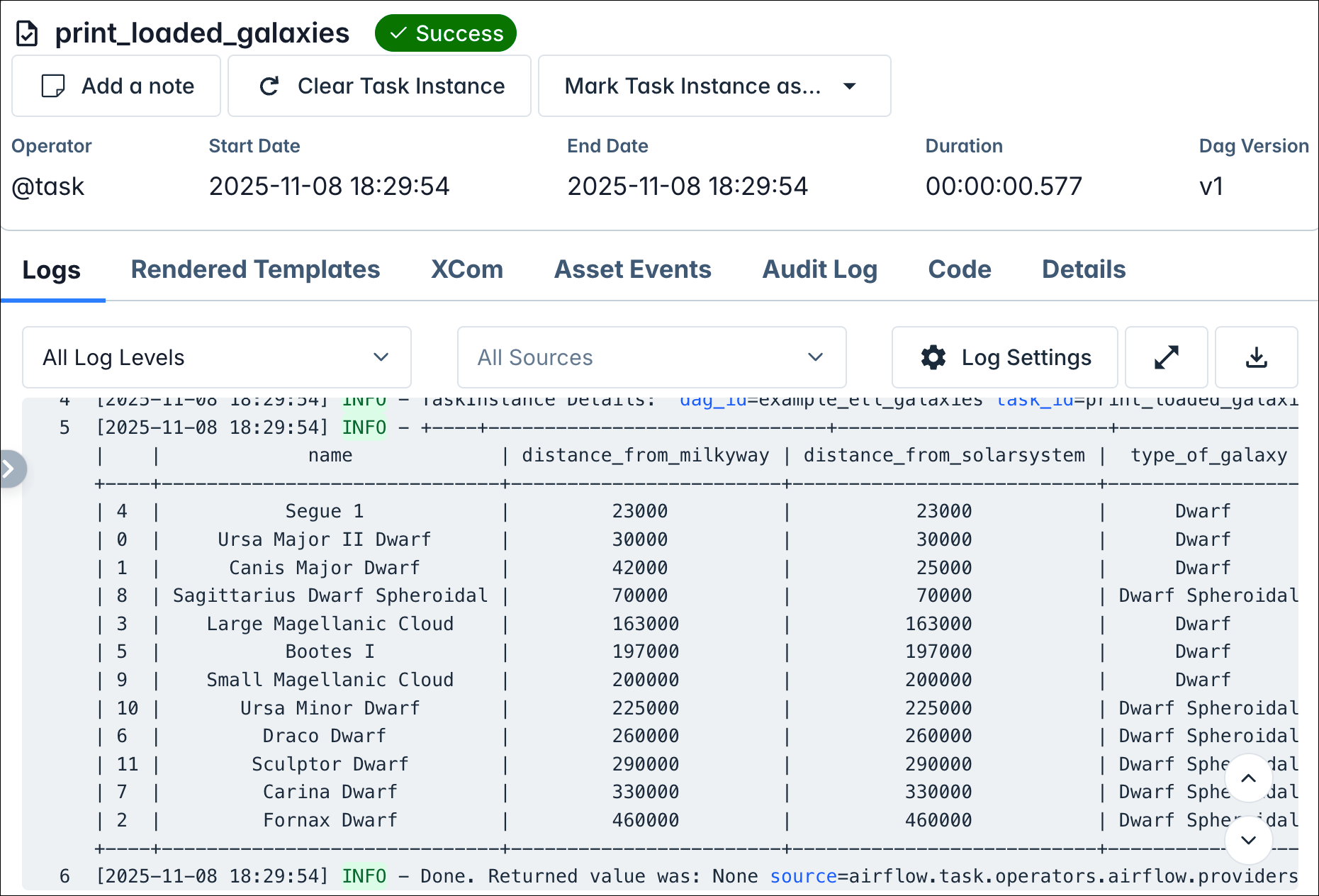 Task logs in the Airflow UI