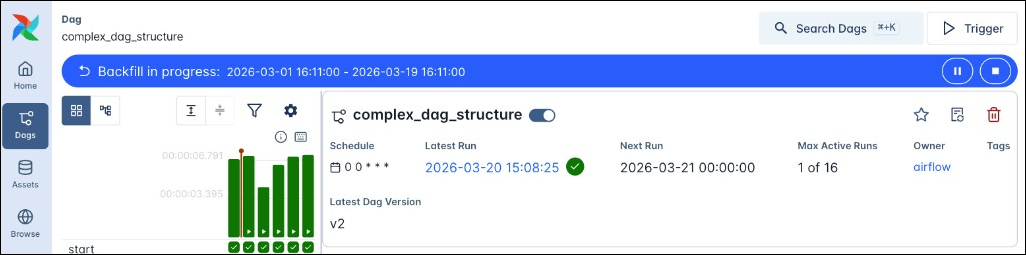 Screenshot of a running backfill operation.
