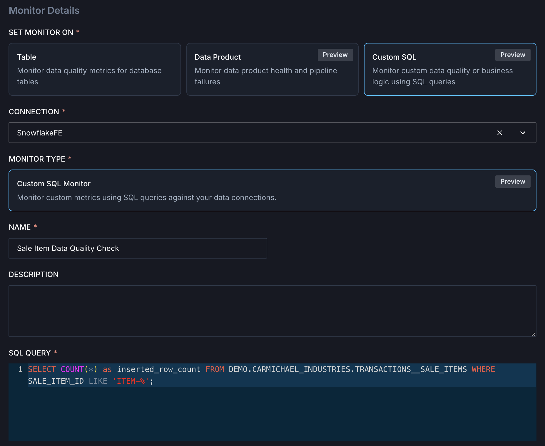 Custom SQL monitor with event-driven execution