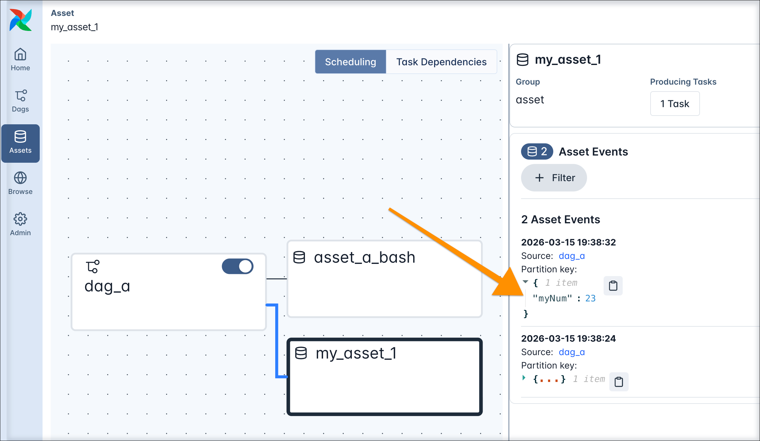 Screenshot of the asset extra information.