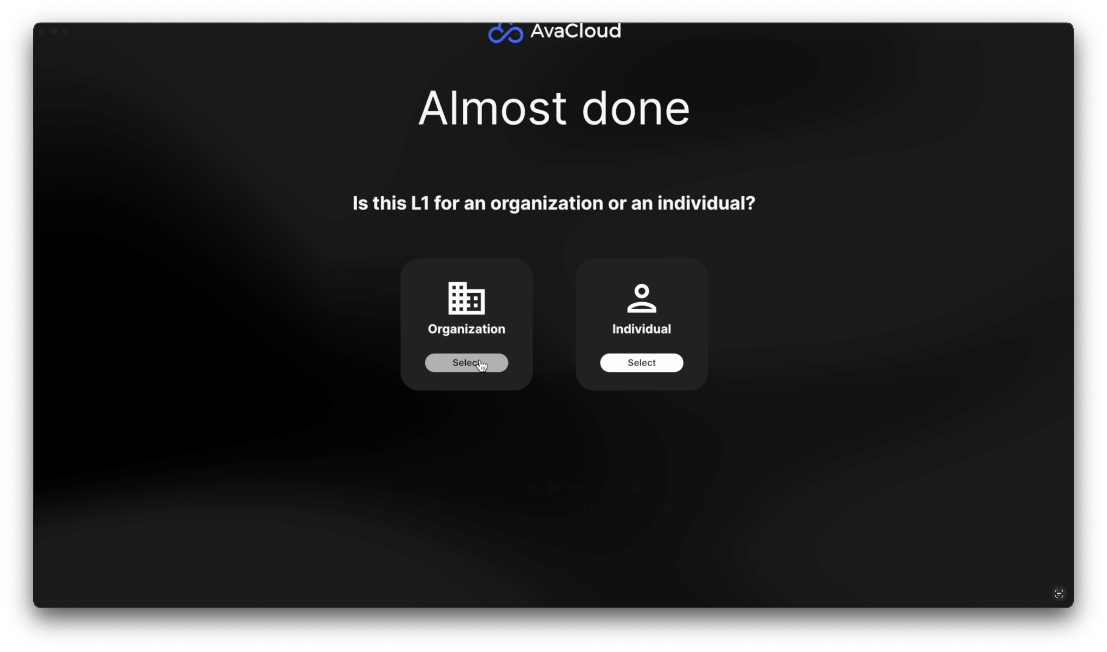 Account type selection