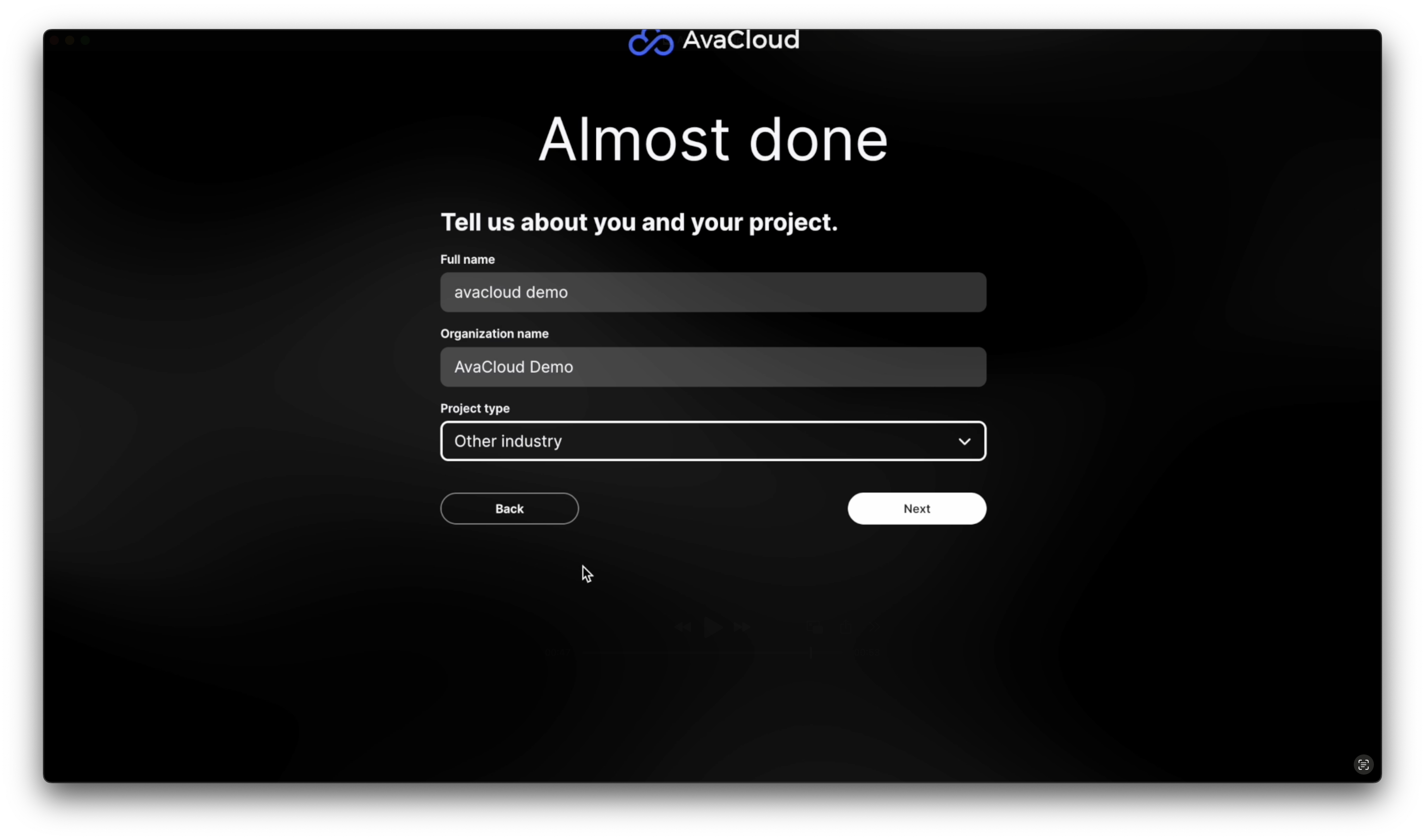 Registration details form