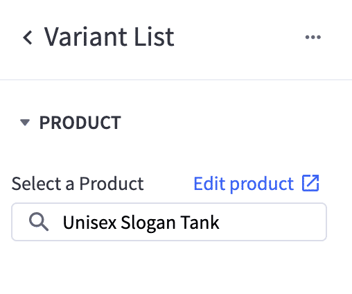 Variant list widget