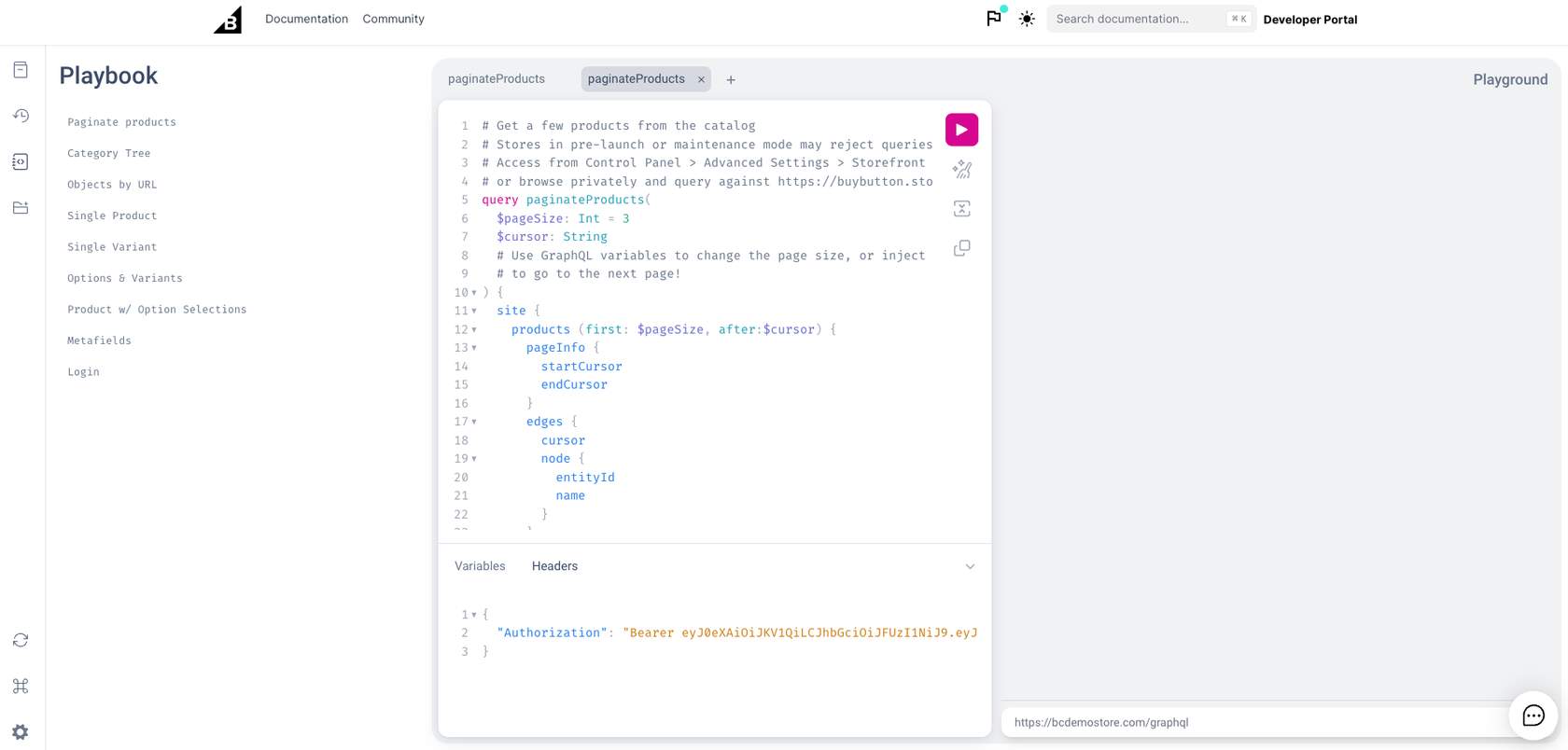 Storefront API Playground