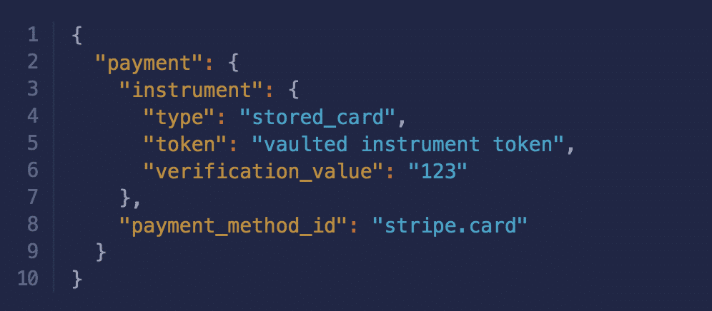 Example Request Body - Stored Card