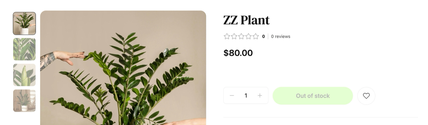 Out of Stock Message