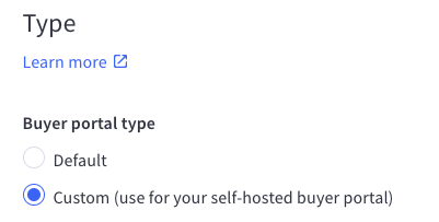 Buyer Portal type set to Custom