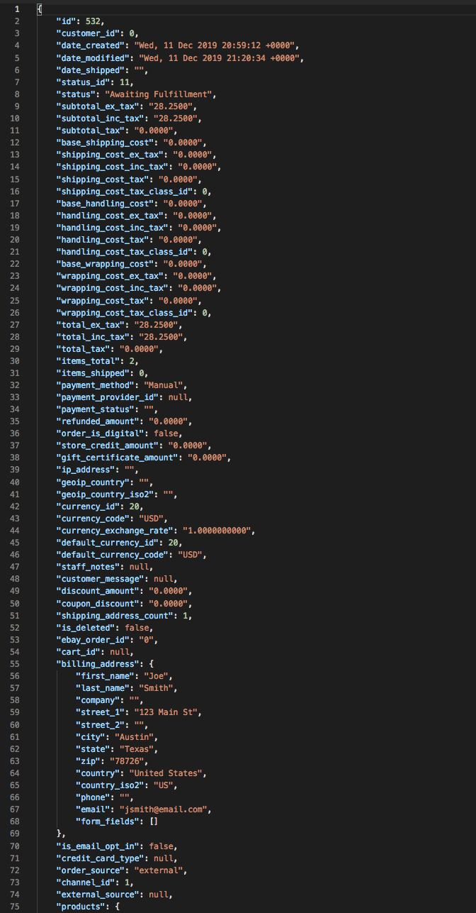 Example Response - Add a Product with Options to an Existing Product