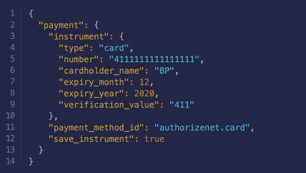 Example Request Body - Credit Card