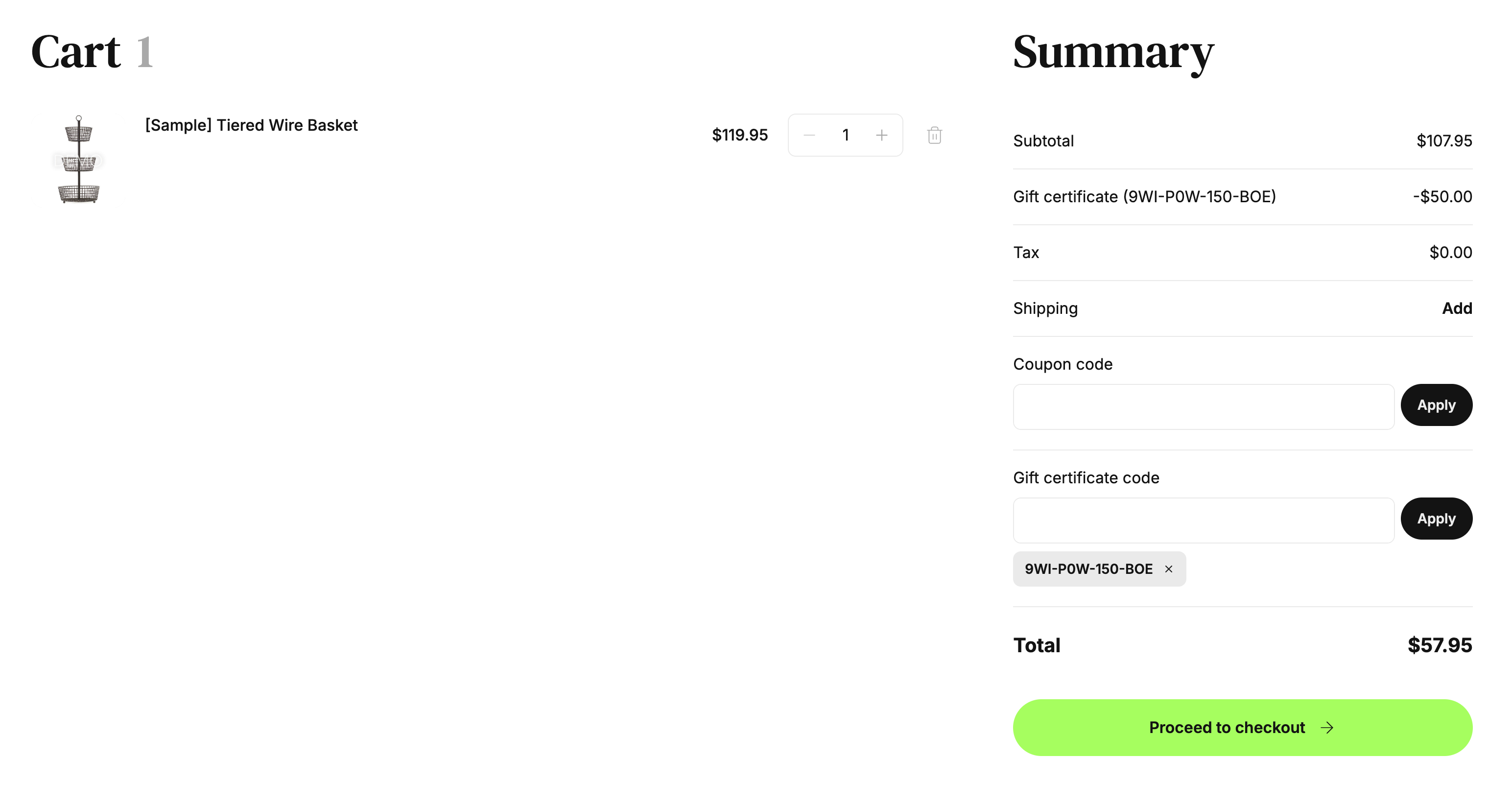 Gift Certificate Redemption