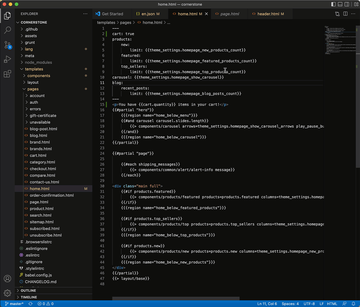 Combining front matter and Handlebars