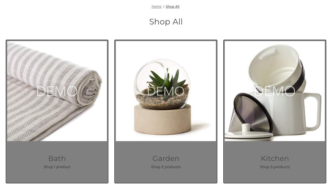 Initial styling of the subcategory listing