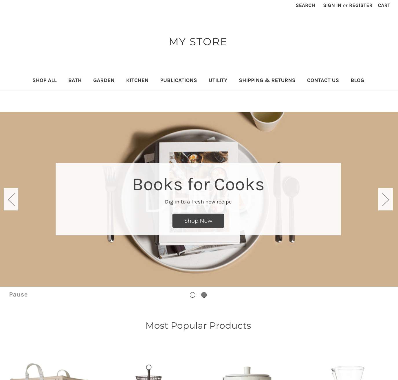 Example storefront loaded in live preview