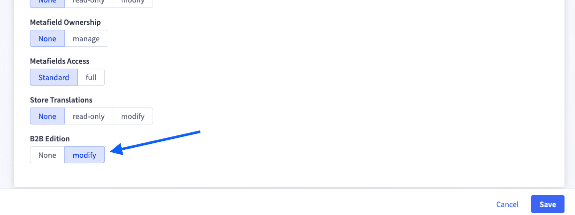 The B2B Edition scope