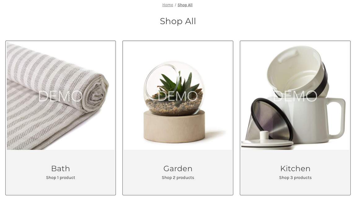 The subcategory listing