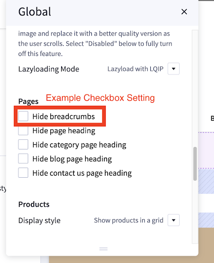 Theme styles checkbox