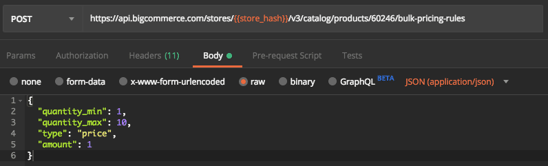 Example Request: Create a Bulk Pricing Rule