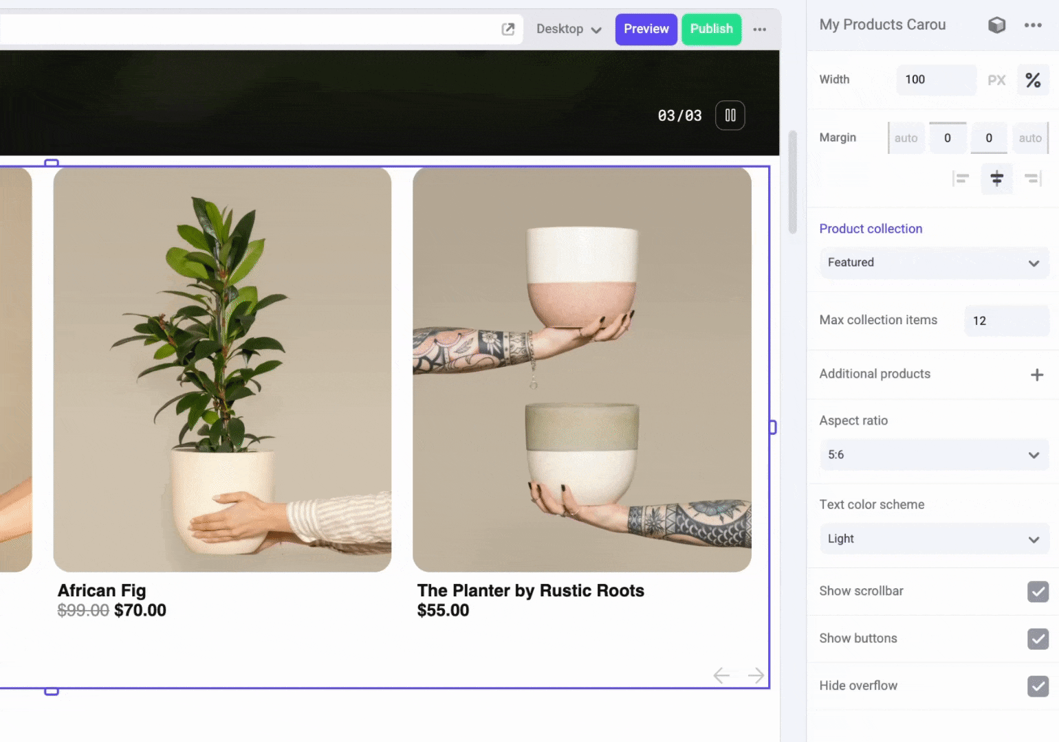 My Product Carousel in Makeswift