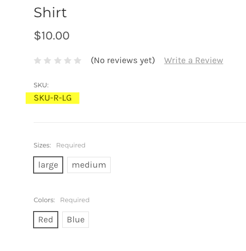 SKU/Variant created on product