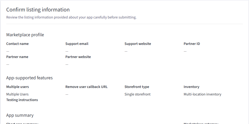 Confirm listing information Confirm listing information