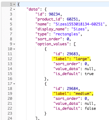 Size option response