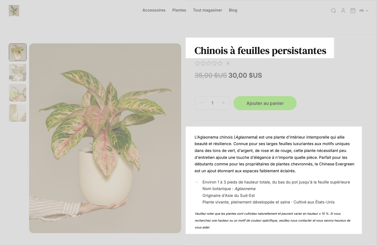 Product localized in French