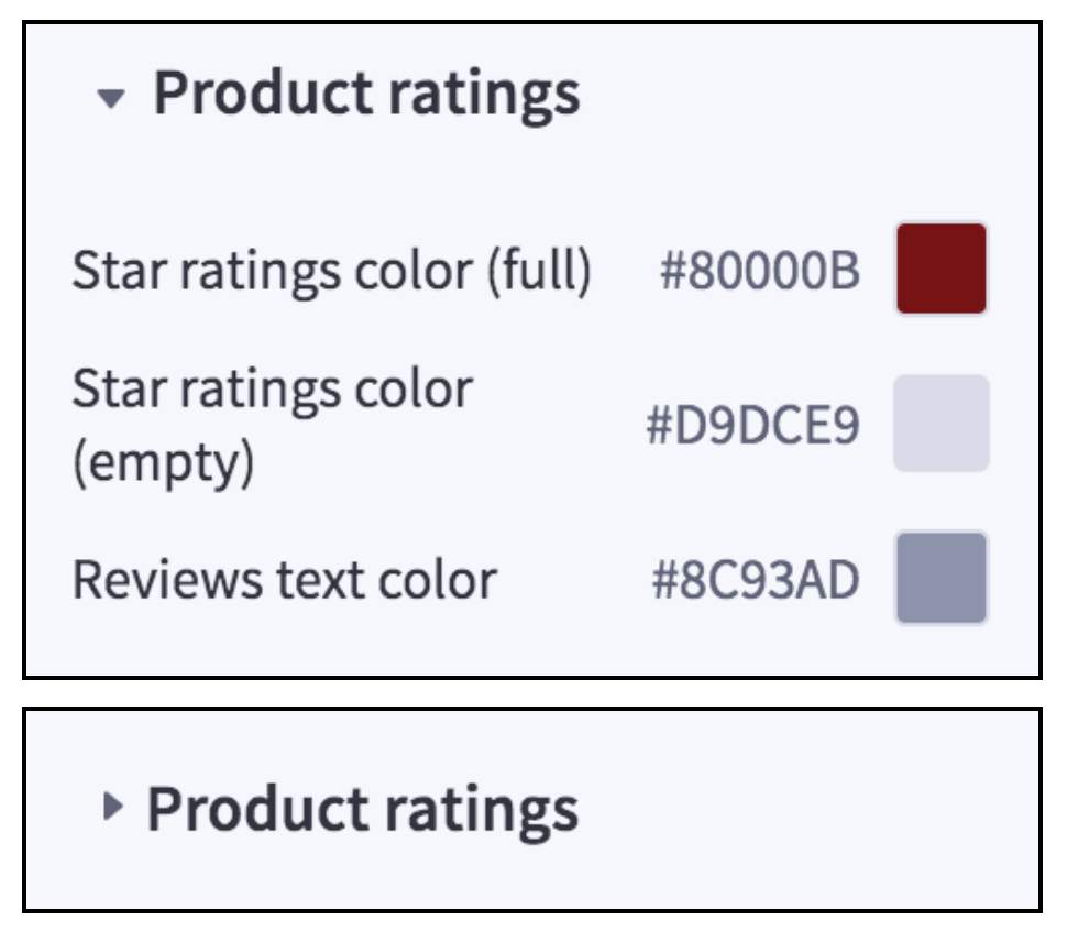 Product ratings widget
