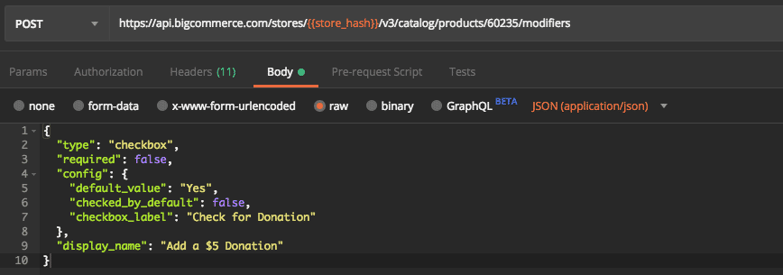 Example Request - Add a Modifier Option