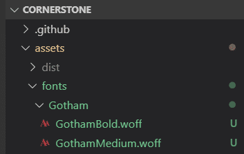 Gotham font files in the assets/fonts directory